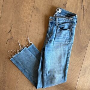 PAIGE Light Blue Frayed Hem Jeans